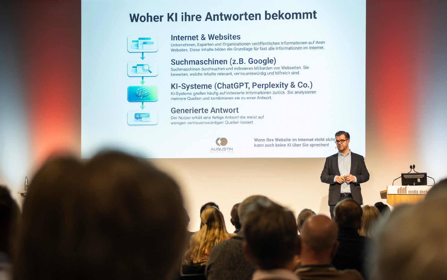 Gordon Augustin erklärt woher KI-Systeme ihre Antworten bekommen