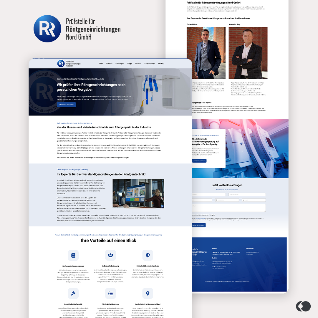 Webdesign Hamburg: Ansicht einer Landingpage für eine Prüfstelle für industrielle Röntgenprüfungen in Hamburg